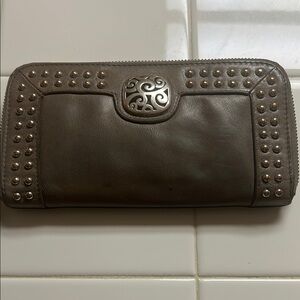 Brighton taupe studded leather wallet